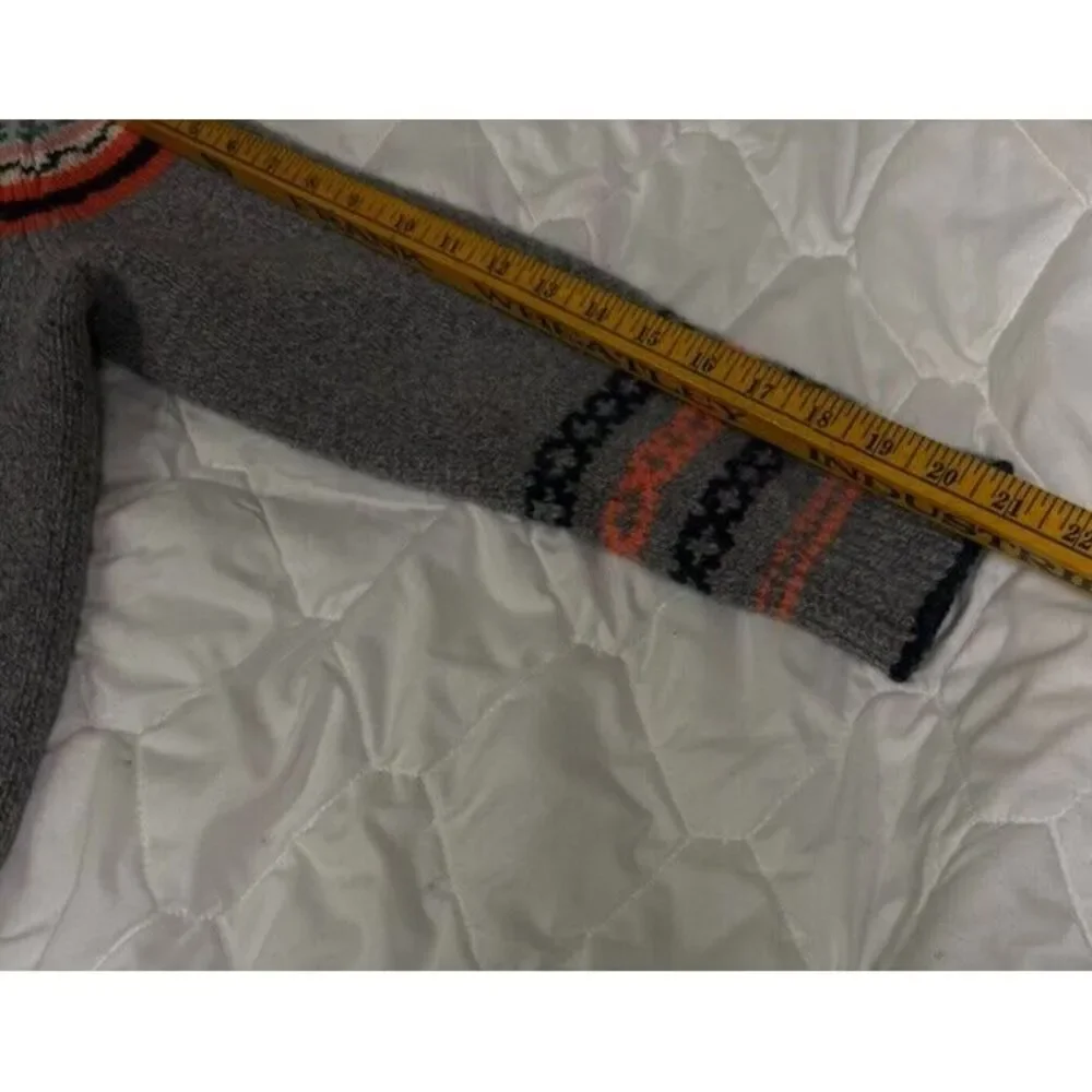J.Crew Nordic Sweater‎ Lambswool Fair Isle Apres Ski Childrens XL Grey Orange